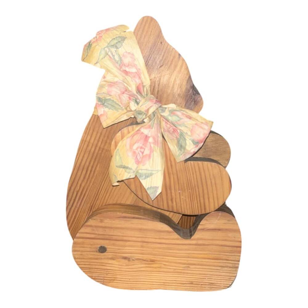 Vintage Wooden Teddy Bear Folk Art Rustic Farmhouse Decor